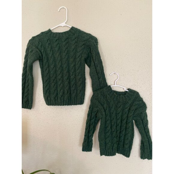 Kids Handmade Green Cable Knit Sweater - Matching Sibling Sweaters - Picture 1 of 9